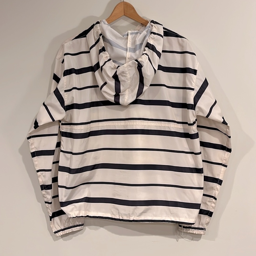 Thread & Supply Hooded Pullover Windbreaker Anorak Jacket Striped Cinch Waist - Picture 5 of 10